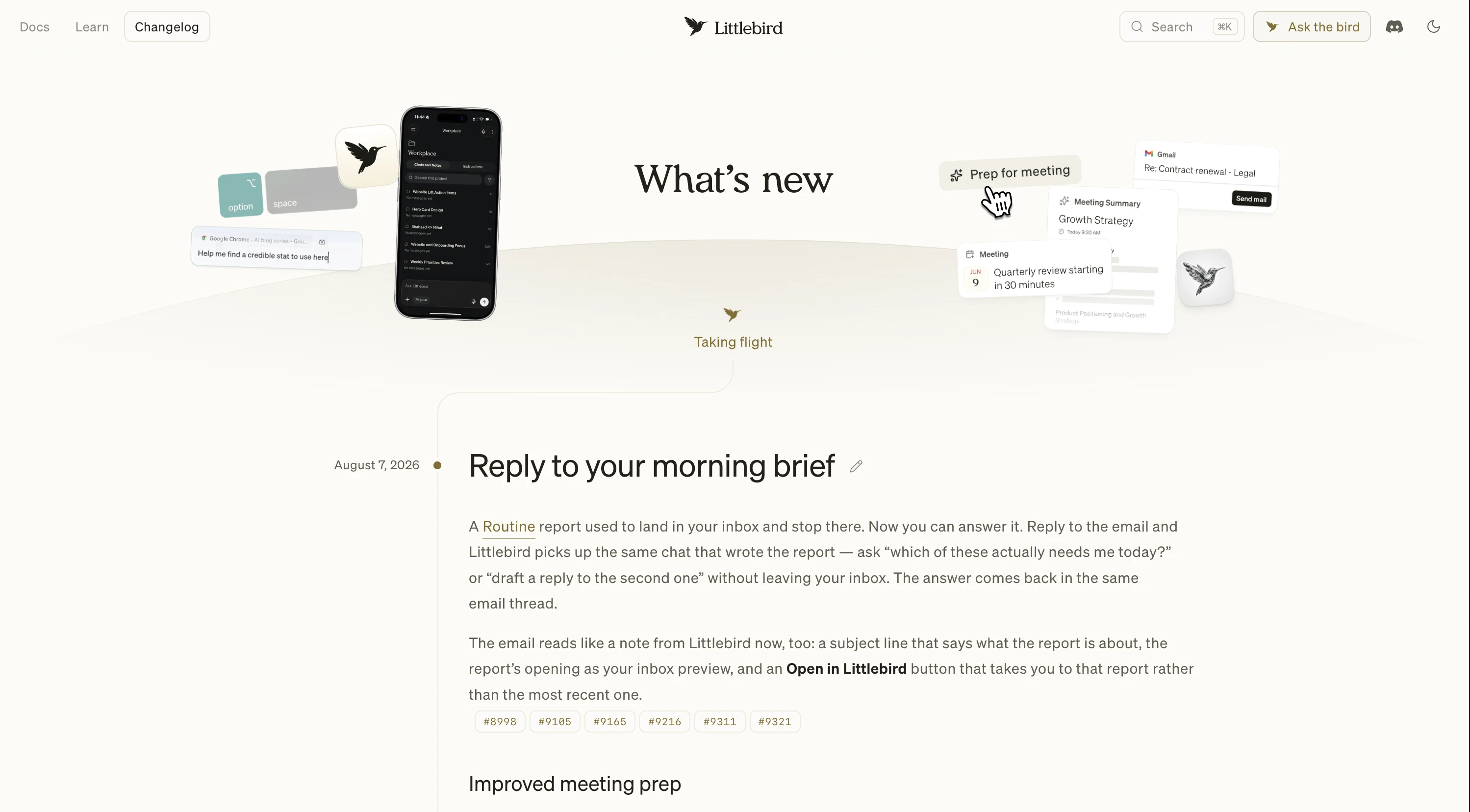 Littlebird docs changelog