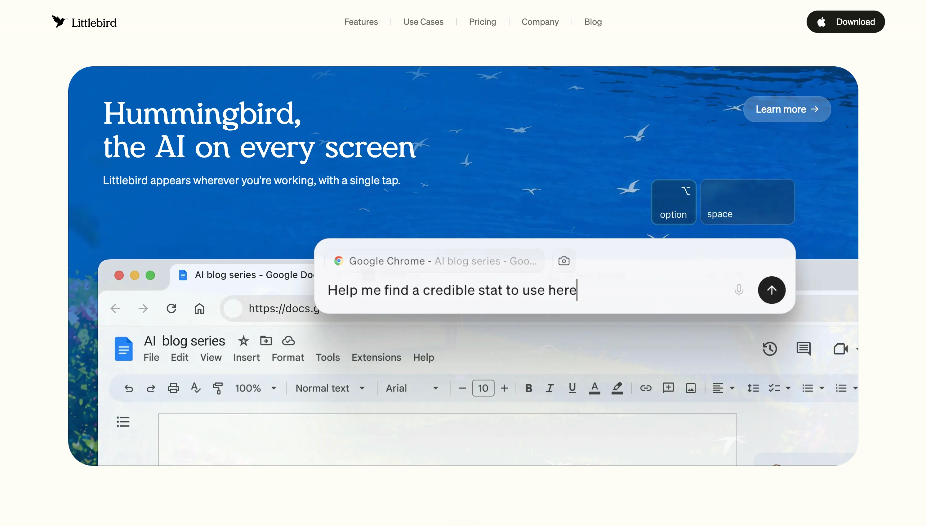 Marketing site hero