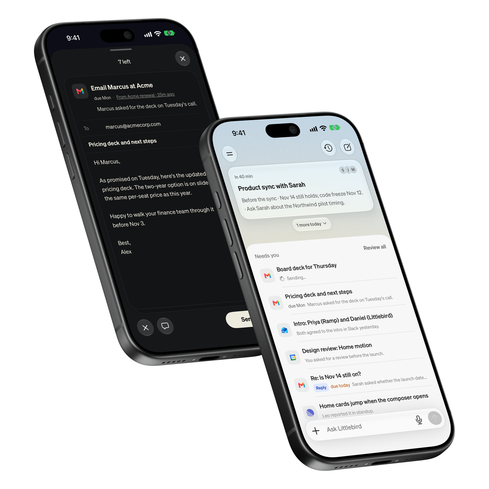 The redesigned mobile home, beside a drafted email from Review all