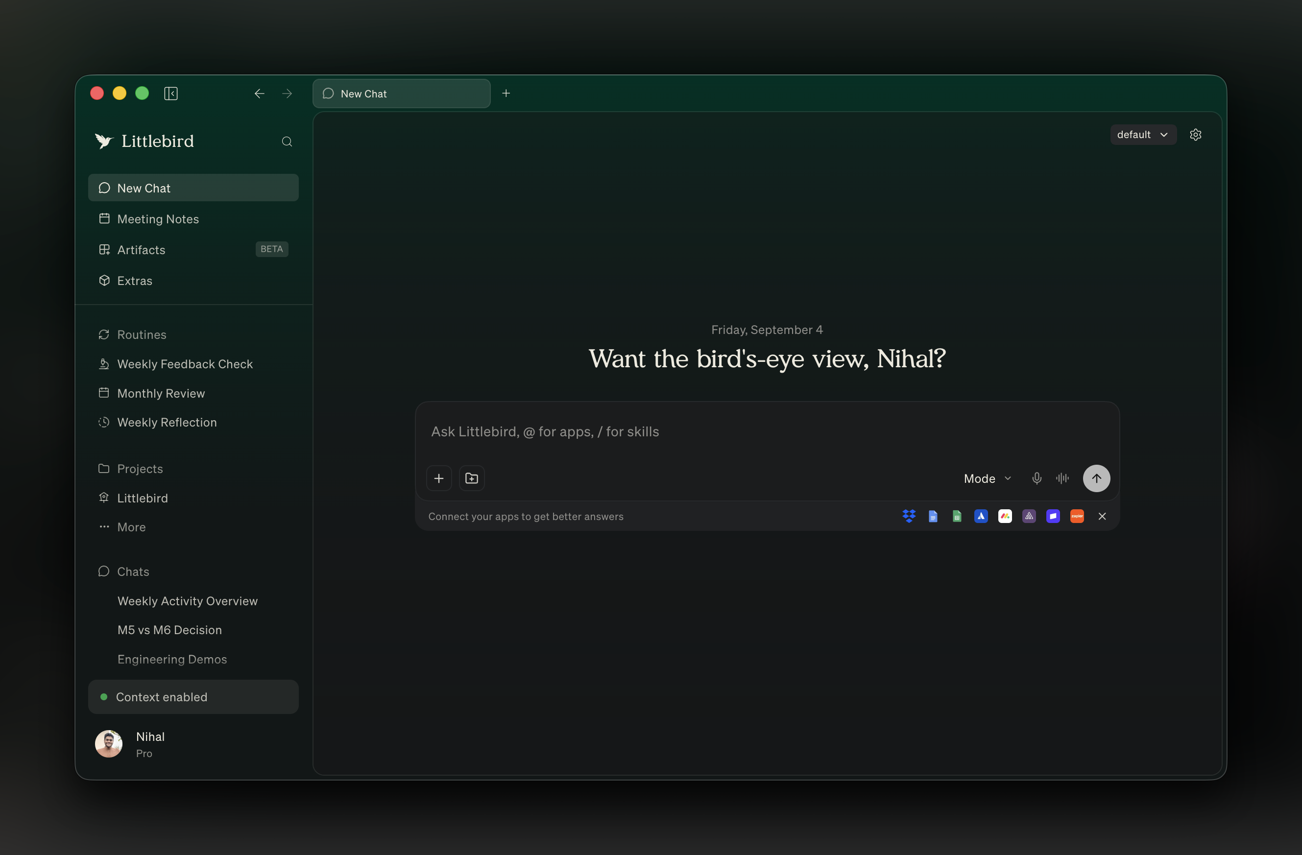 The desktop app in the default theme